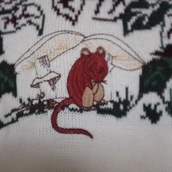 Laura Gribby cream knit sweater Forrest pattern wool blend size M - Picture 3 of 9